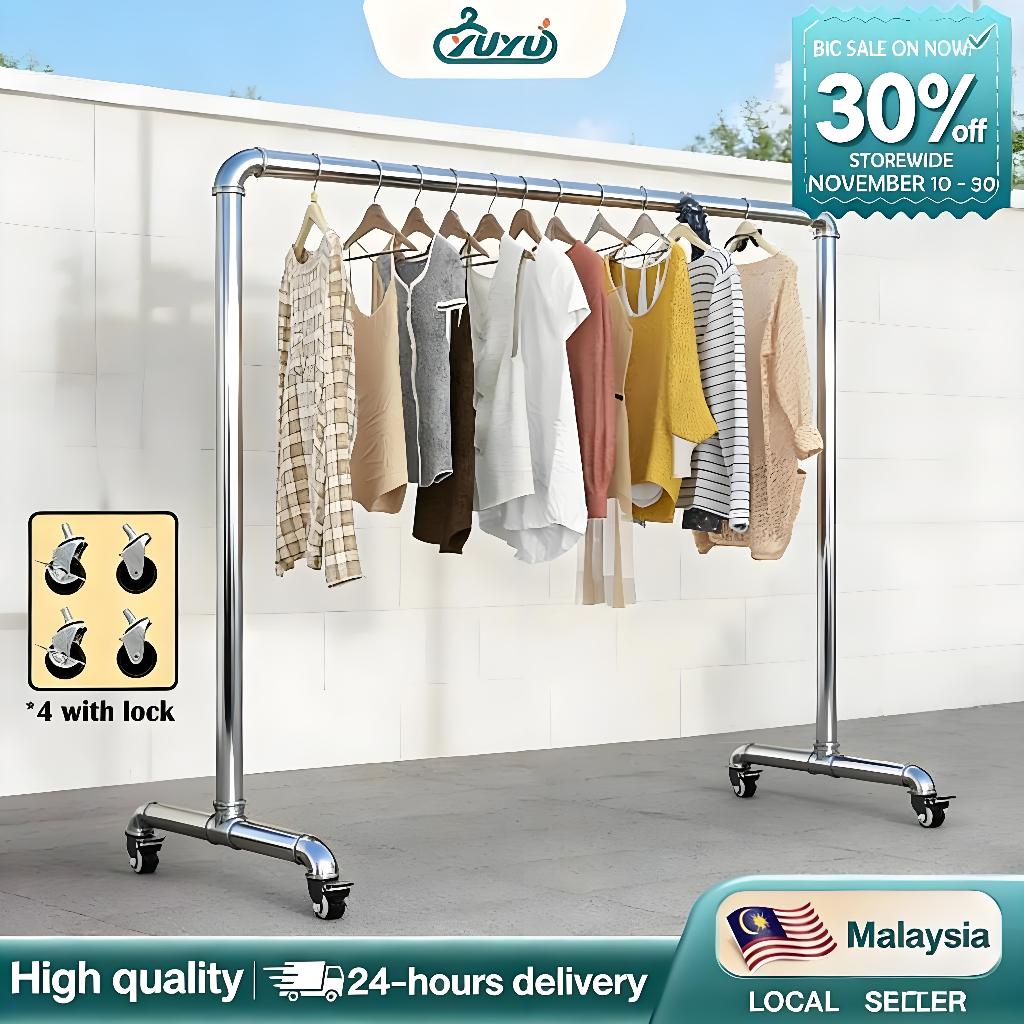 IN SALE Iron Pipe Clothes Drying Rack with Wheels Mobility Heavy Duty ...