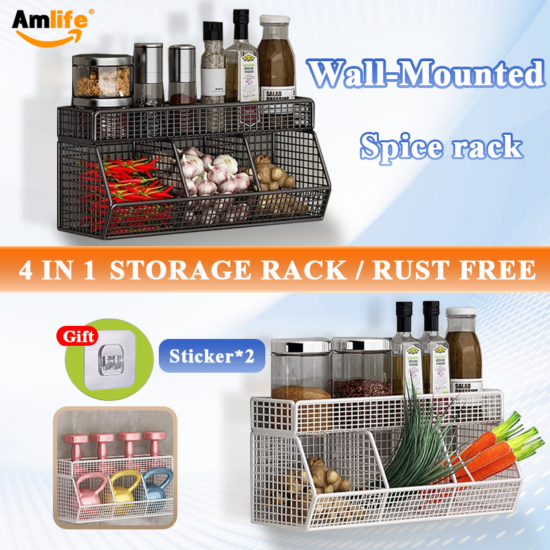 Rust-Resistant Iron Kitchen Organizer - Large Capacity, Onion and ...