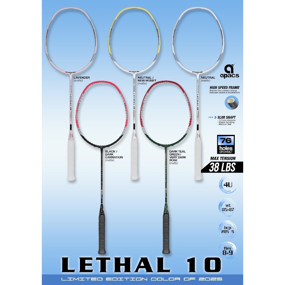 APACS Racket LATHAL 10 ( LIMITED EDITION COLOR FOR YEAR 2025 ) | Shopee ...