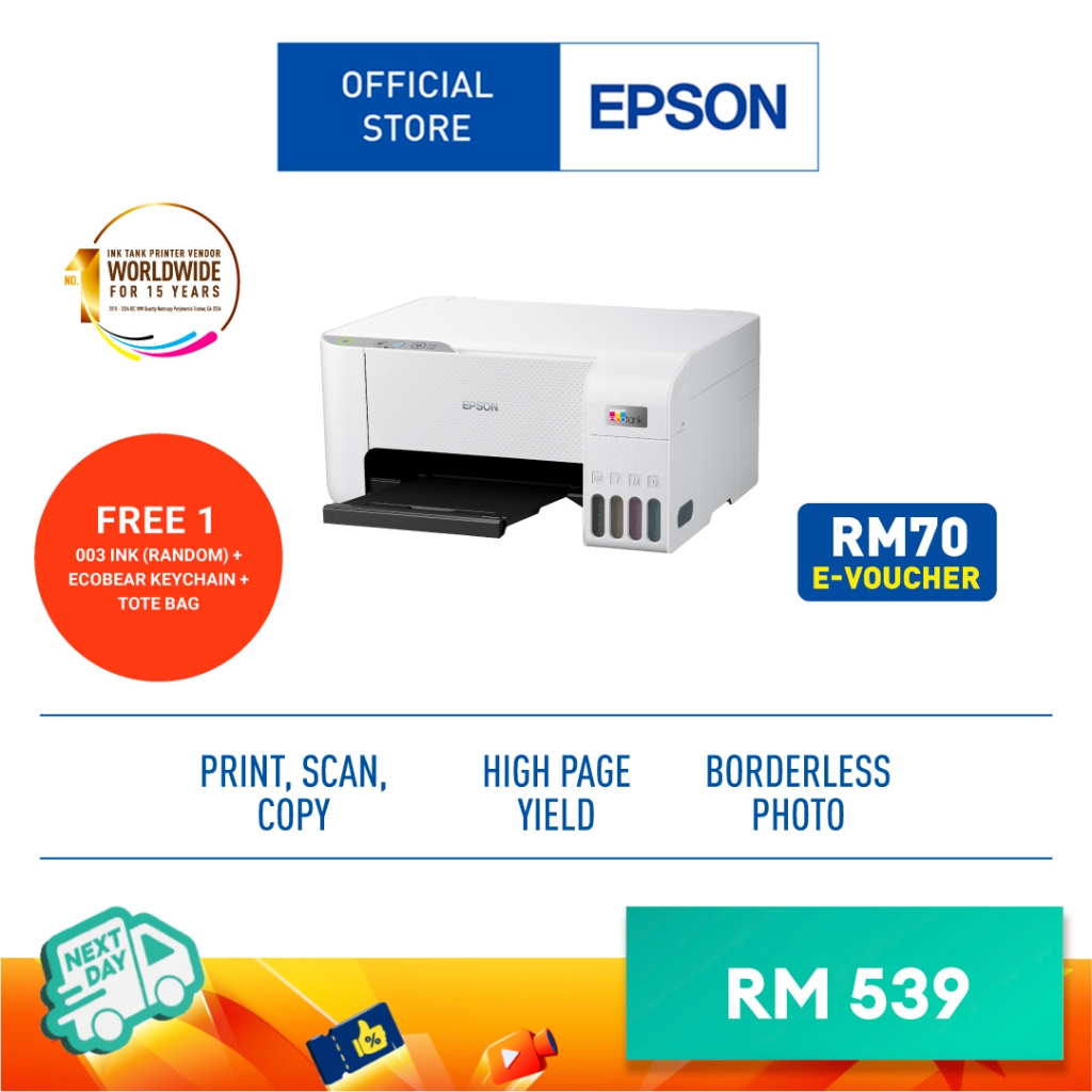 [REDEEM TNG RM 70+ Free 1 003 Ink+ Keychain+ Tote Bag 10 DEC] Epson ...