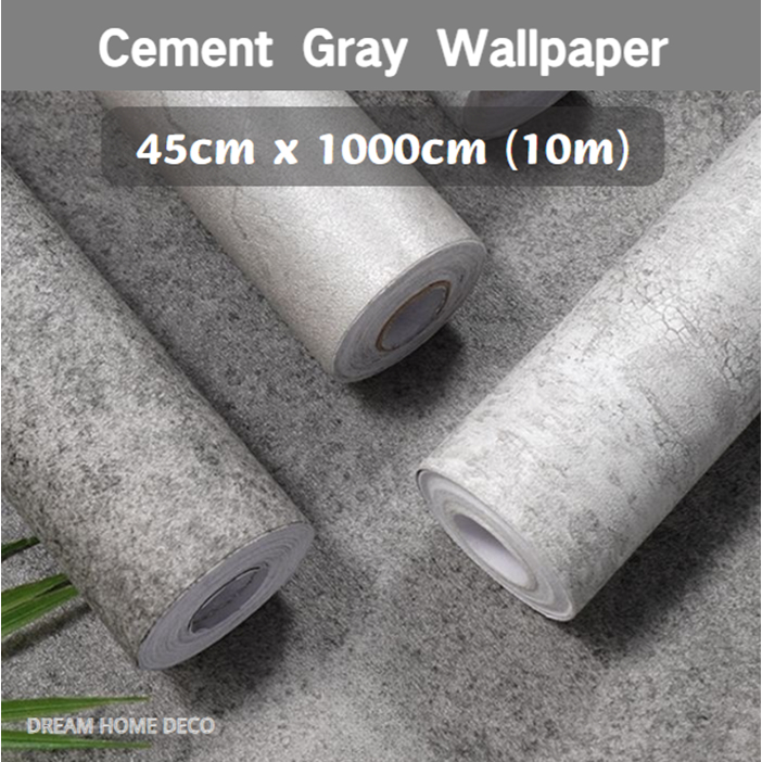 45cm x 10m Kertas Dinding Gaya Perindustrian Kelabu Simen | Self ...