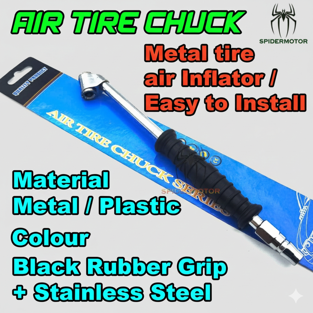 DUAL HEAD TIRE INFLATOR TC6 & TUBELESS NUT FOR CAR/BICYCLE/MOTORCYCLE ...