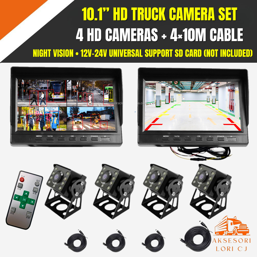 AKSESORI LORI CJ 10.1” HD Lorry Camera System (4 HD Cameras + 4×10M ...