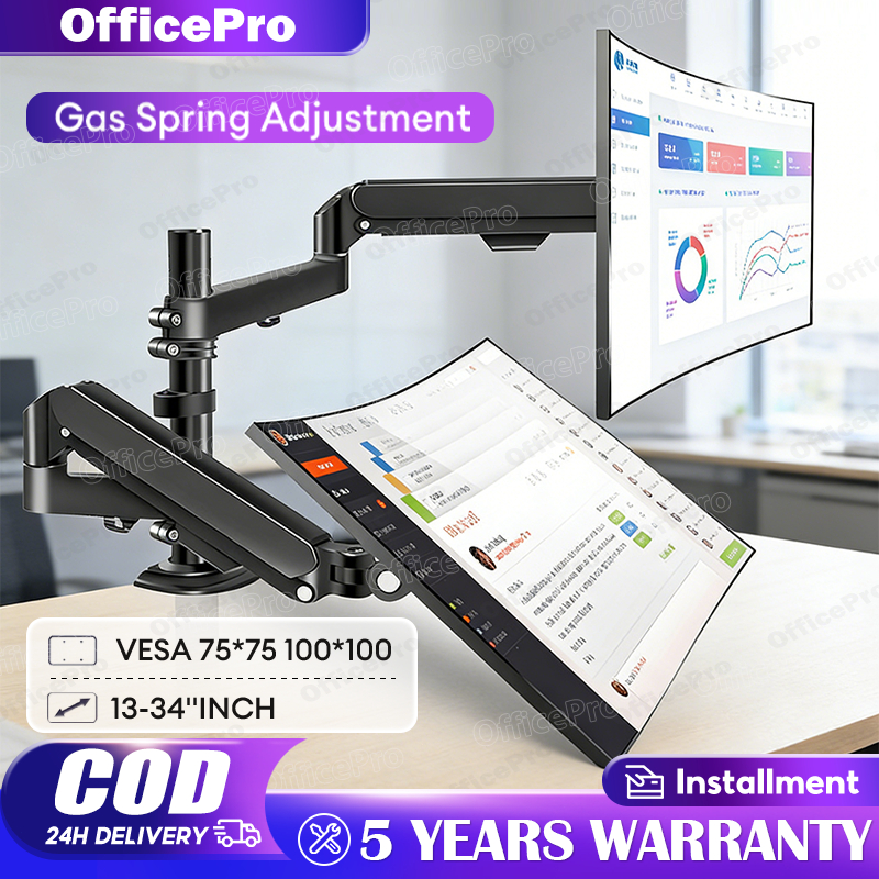 Monitor Arm Gas Spring Desktop Arm 17 to 34 Inch Adjustable Height ...