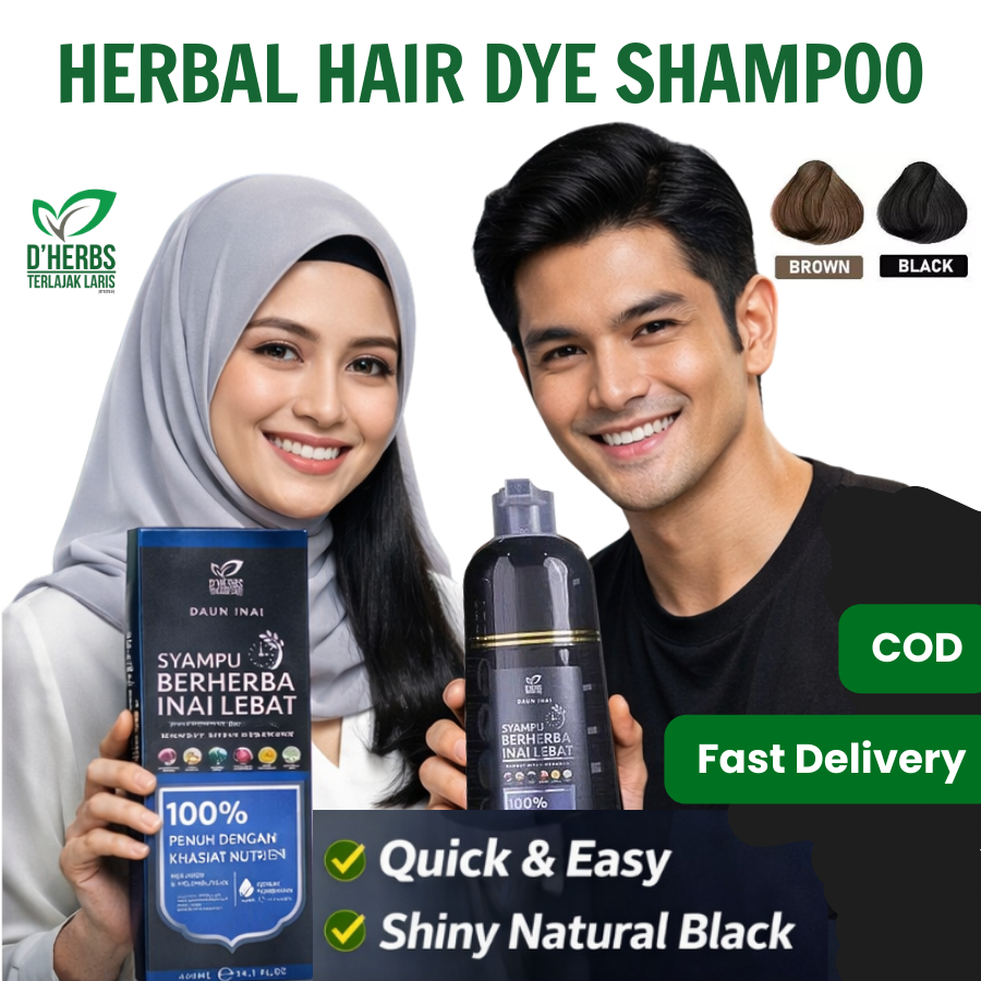 DHERBS Syampu Inai Rambut Halal Sah Solat, Pewarna Rambut Hitam ...