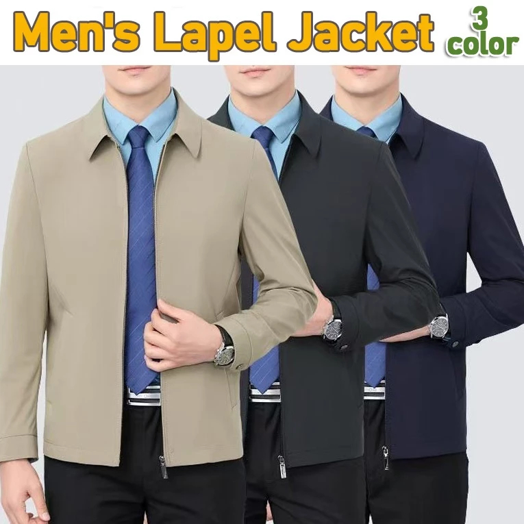 Bomber Jacket for Men with Zipper and Pockets Polo Neck Korean ...