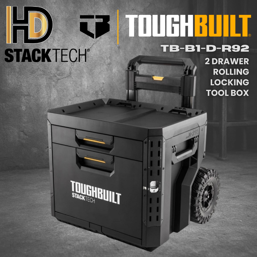 TOUGHBUILT STACKTECH Locking 2 Drawer Rolling Tool Box TB-B1-D-R92 ...