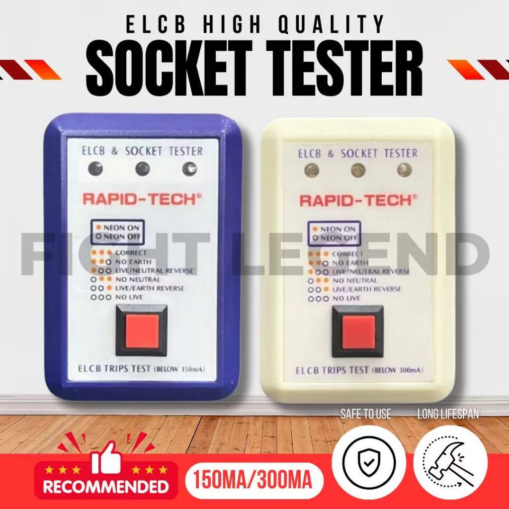 Rapid-Tech 13AMP ELCB & Socket Tester (150mA / 300mA) Single Phase , 3 ...