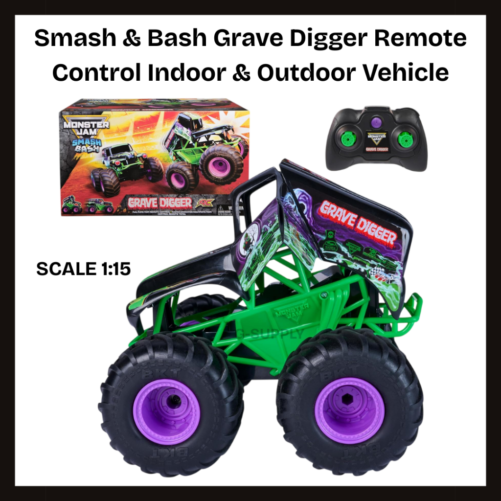 OFFICIAL Monster Jam SMASH BASH Grave Digger Remote Control Indoor ...