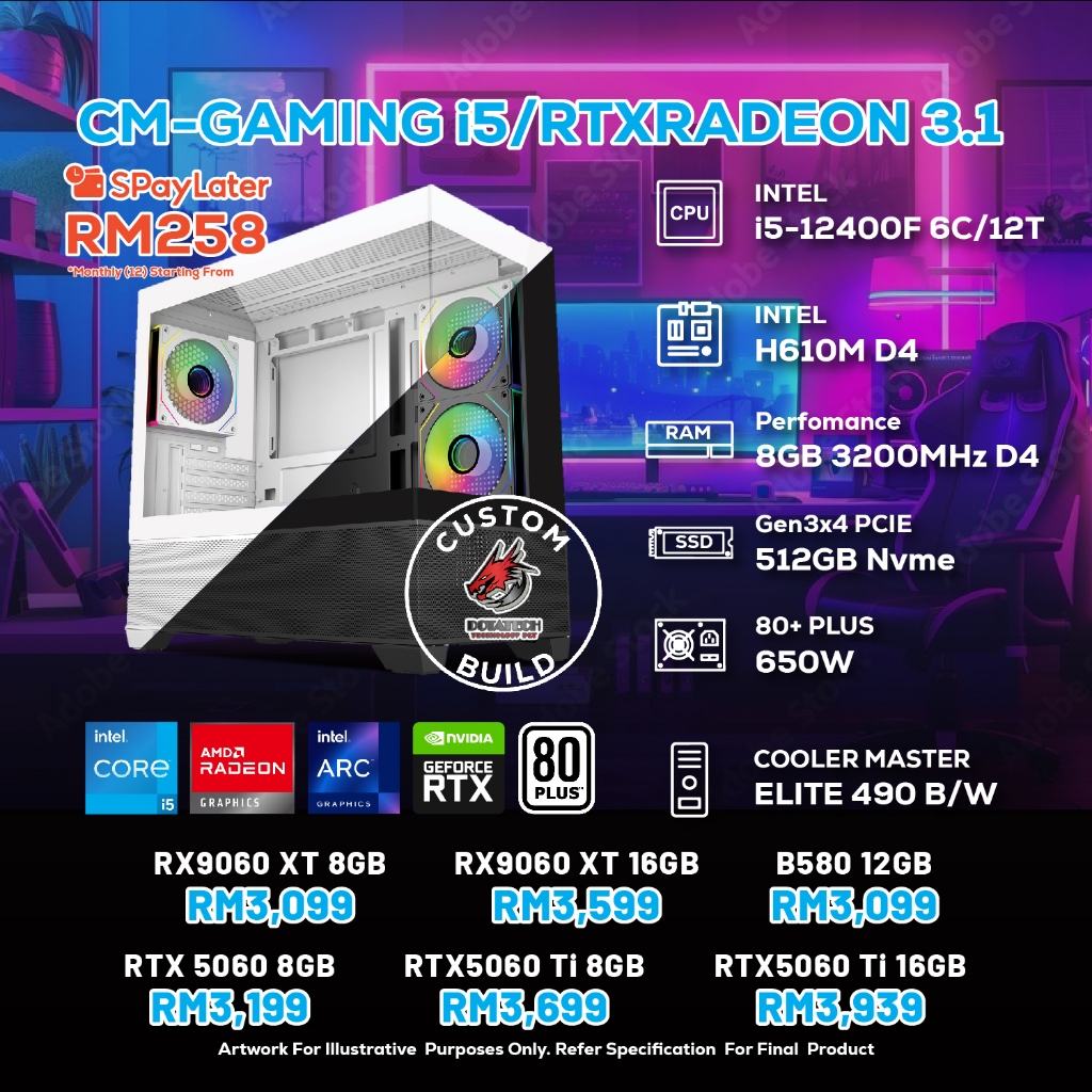 # DOTATECH CM-GAMING i5/RTXRADEON 3.1 - CUSTOM PC GAMING PACKAGE # i5 ...