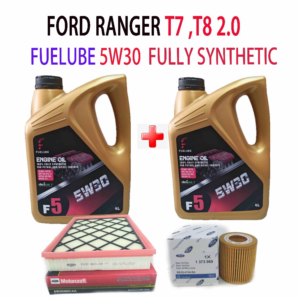 FORD RANGER T7, T8 2.0 OIL FILTER +AIR FILTER + 2CAN FUELUBE 5W30 FULLY ...