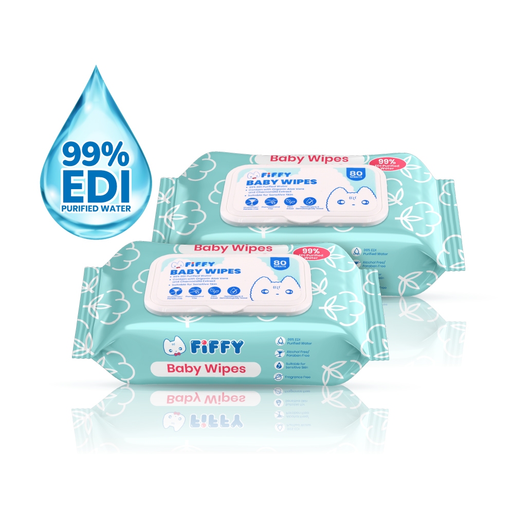 FIFFY EDI PURIFIED WATER BABY WIPES TISU BASAH (80s*2/ 80s*12) (98-15 ...