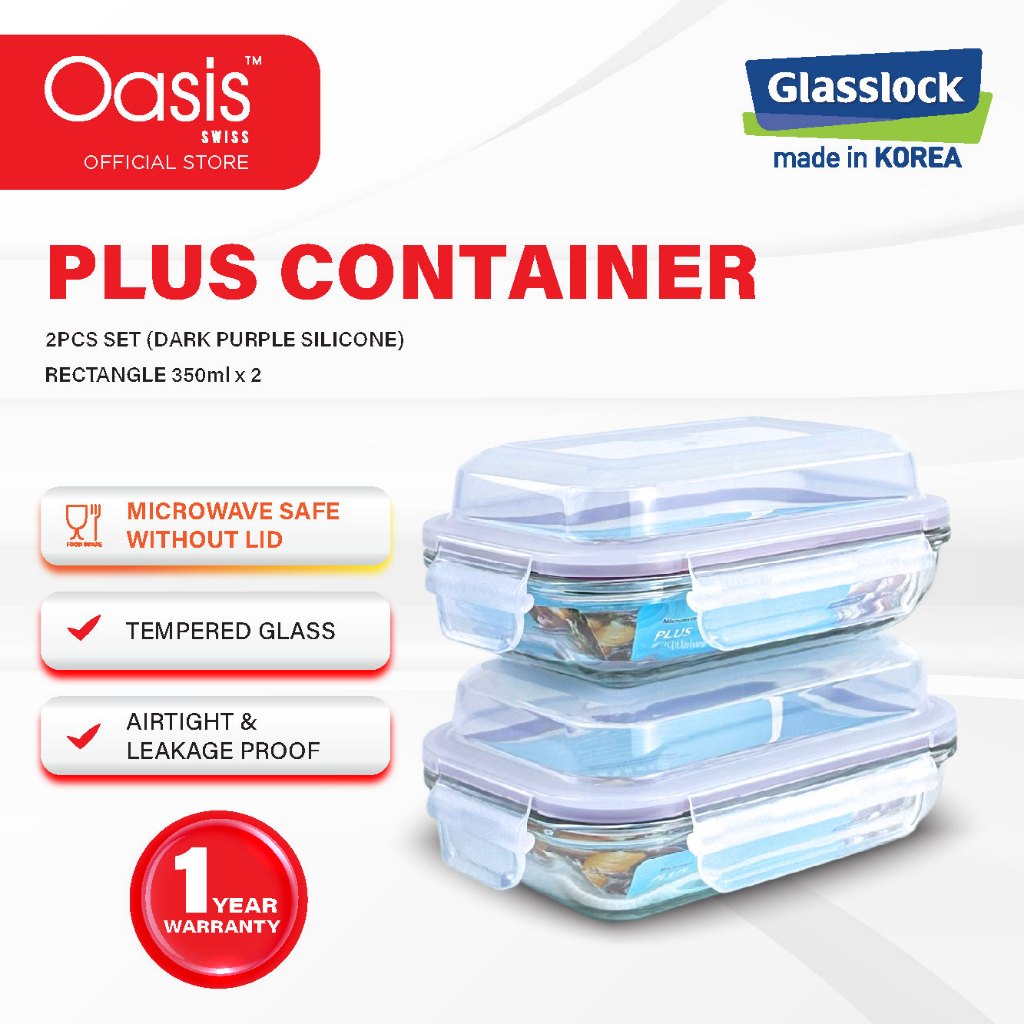 [Microwave Safe]Glasslock Food Container Airtight Glass Rectangle Bekas ...