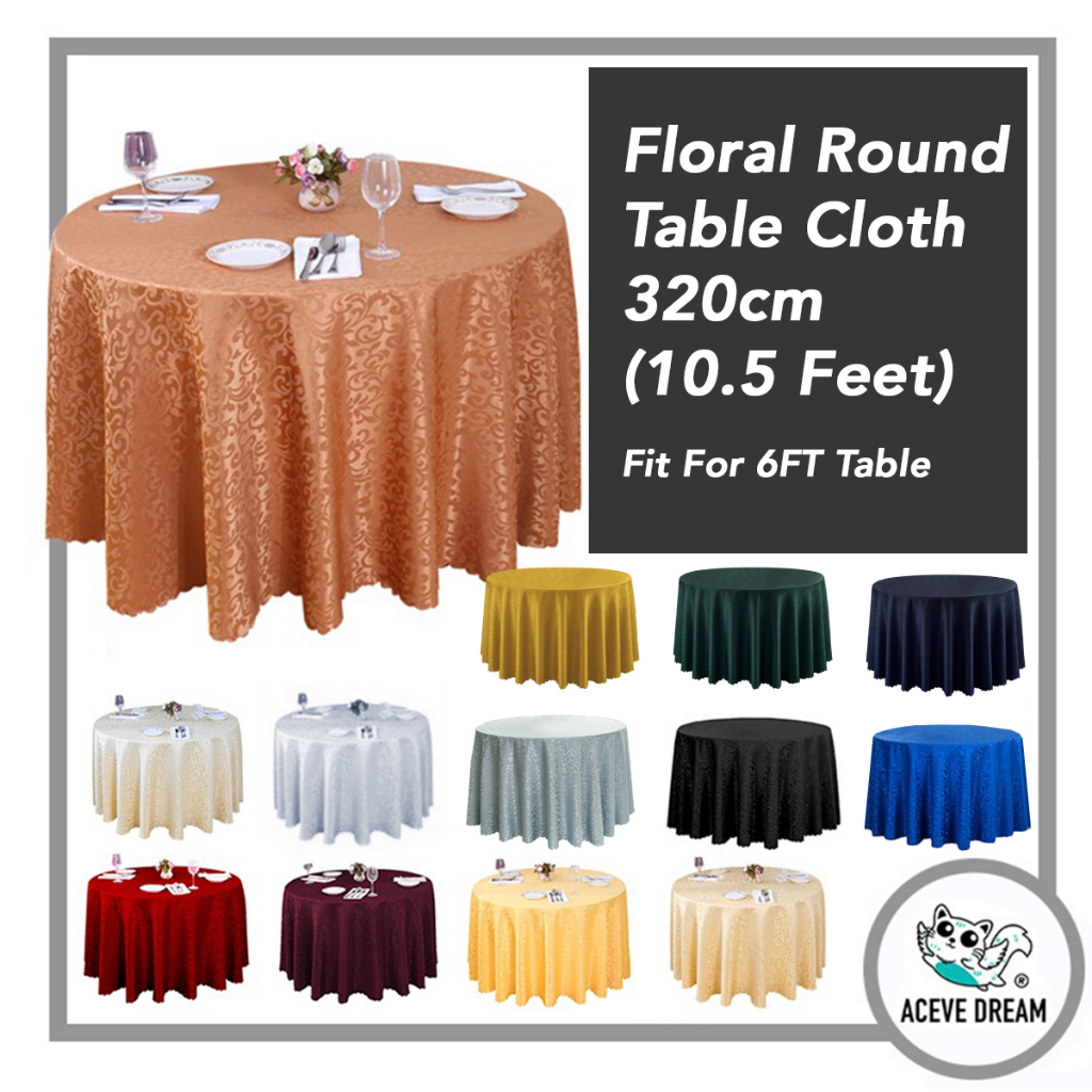 ACEVE DREAM READY STOCK 3.2M Round Damask Pattern Table Cloth Cover ...