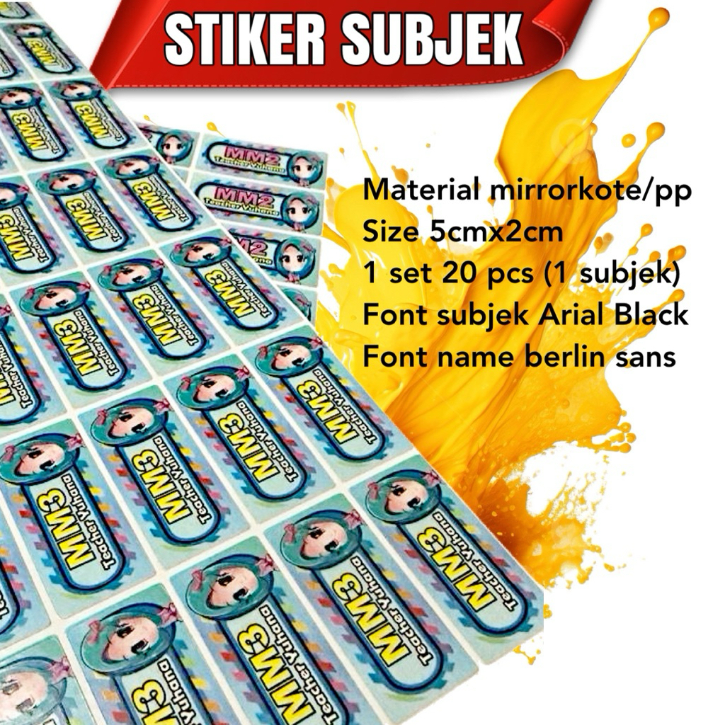 sticker subjek sticker guru sticker nama sticker alat tulis bajet ...