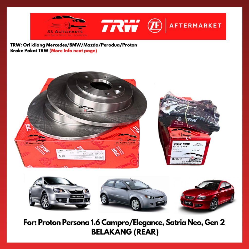 TRW Proton Persona Old Model, Satria Neo, Gen-2 Rear (Belakang) Disc ...