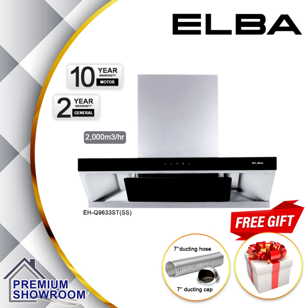 ELBA Designer Hood EH-Q9633ST(SS) 2000m3/h | Heat Cleaning | Sensor ...