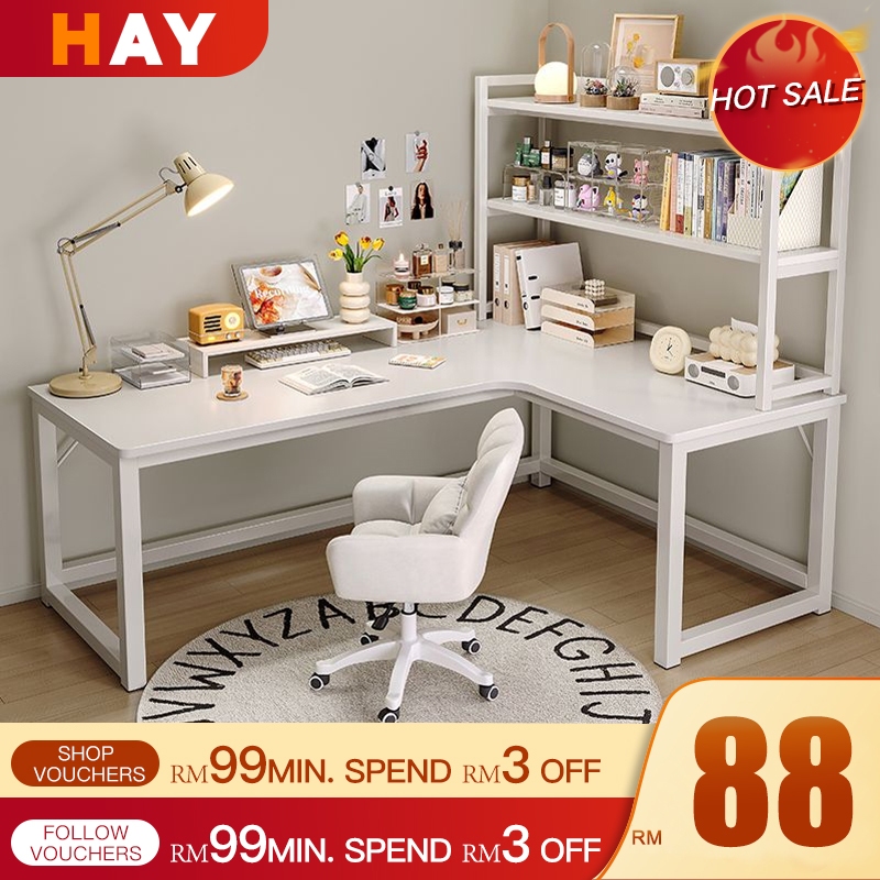 Meja Komputer L Shape Computer Table Corner Desk Computer Desk White ...