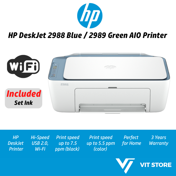 HP DeskJet 2988 Blue / 2989 Green Printer All-in-One 2875 USB Wireless ...
