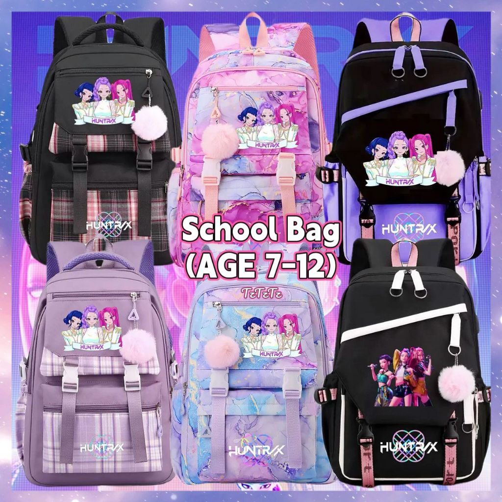 45cm 46cm Backpack Huntrix Kpop Demon Hunter Rumi beg sekolah Rendah ...
