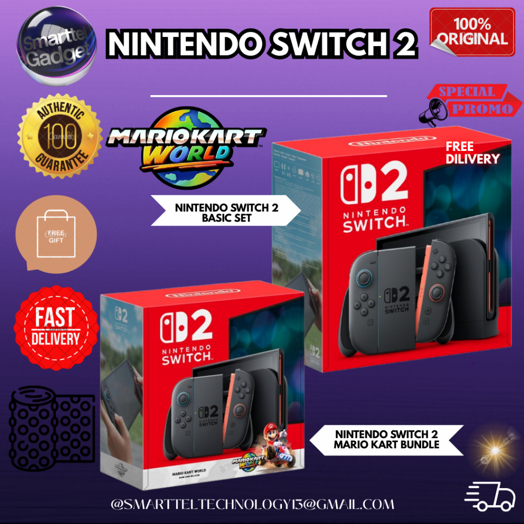 Nintendo Switch 2 Mario Kart World Bundle/ Basic Console Set (1 Year ...