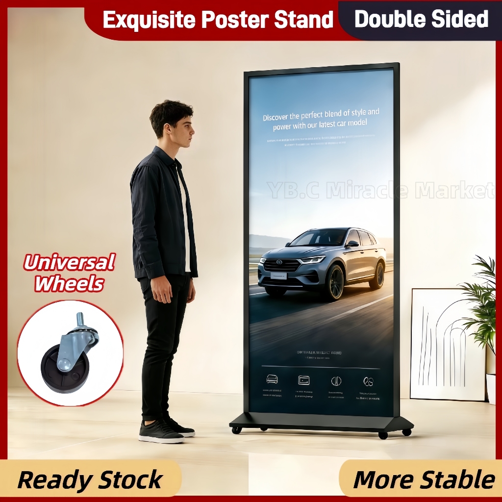 Metal Poster Display Stand Heavy Base Windproof Large Size Signboard ...