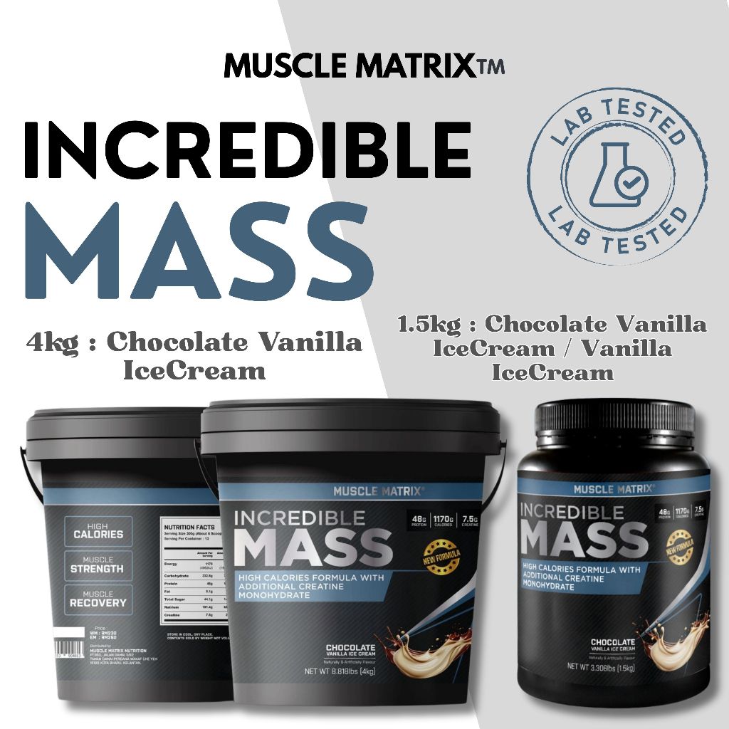 MUSCLE MATRIX INCREDIBLE MASS 4kg/1.5kg | Shopee Malaysia