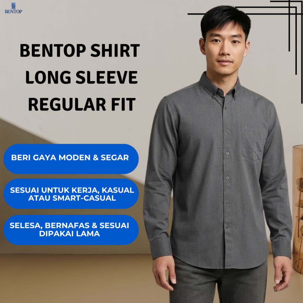 BENTOP Shirt Long Sleeve Regular Fit | Shopee Malaysia
