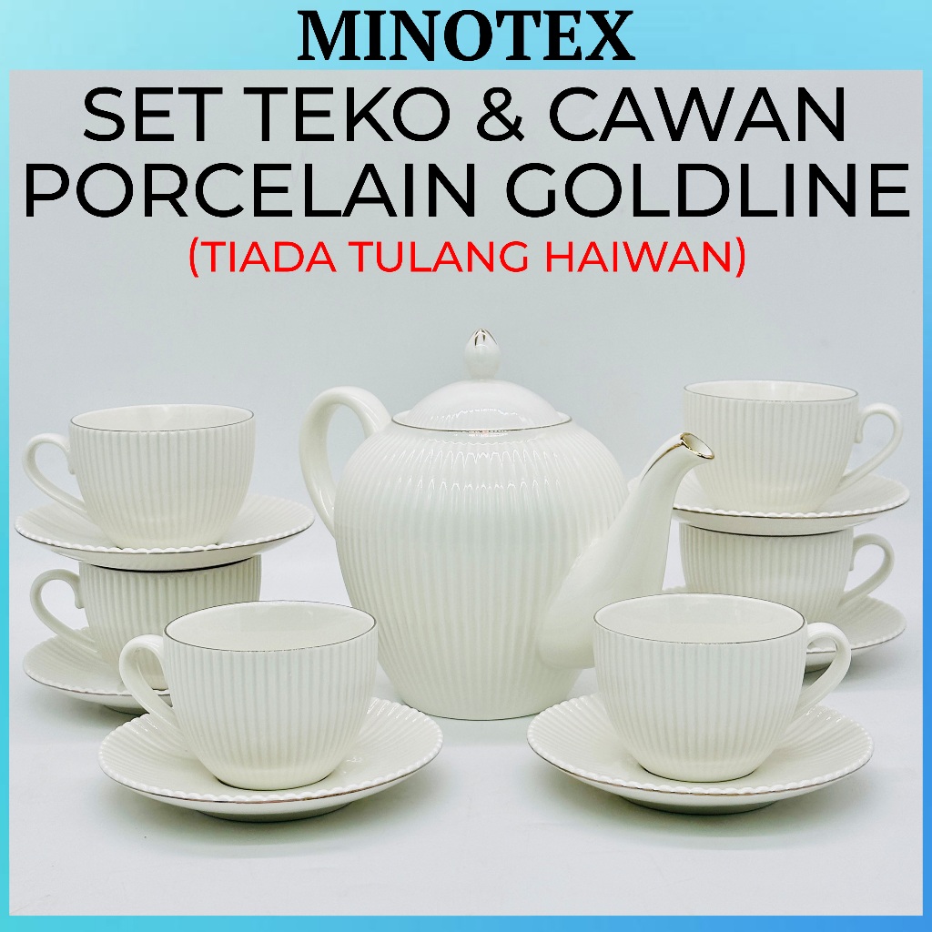 Teko & Cawan Porcelain Goldline/ Premium Porcelain Gold Rim Teapot And ...