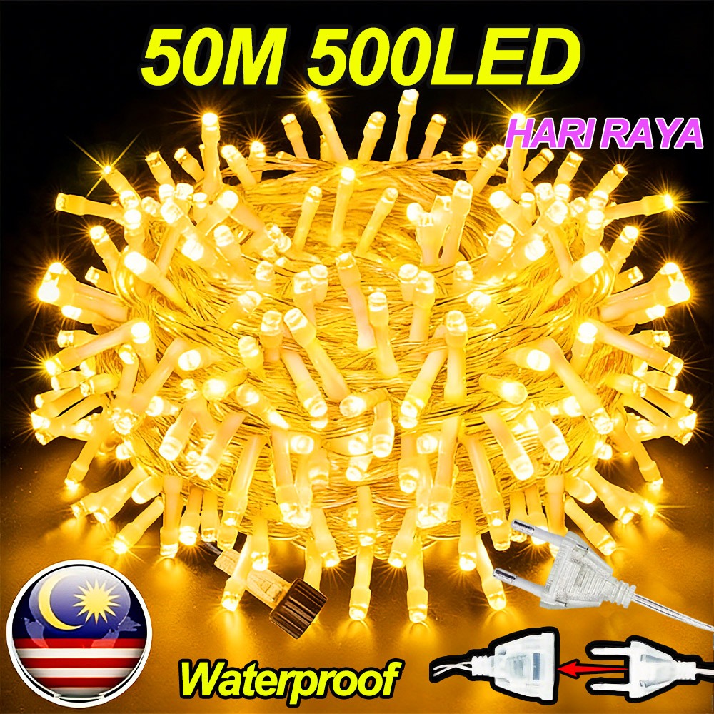 2026 Lampu Led Light 50M 500Led Lampu Raya lights Fairy light Outdoor ...