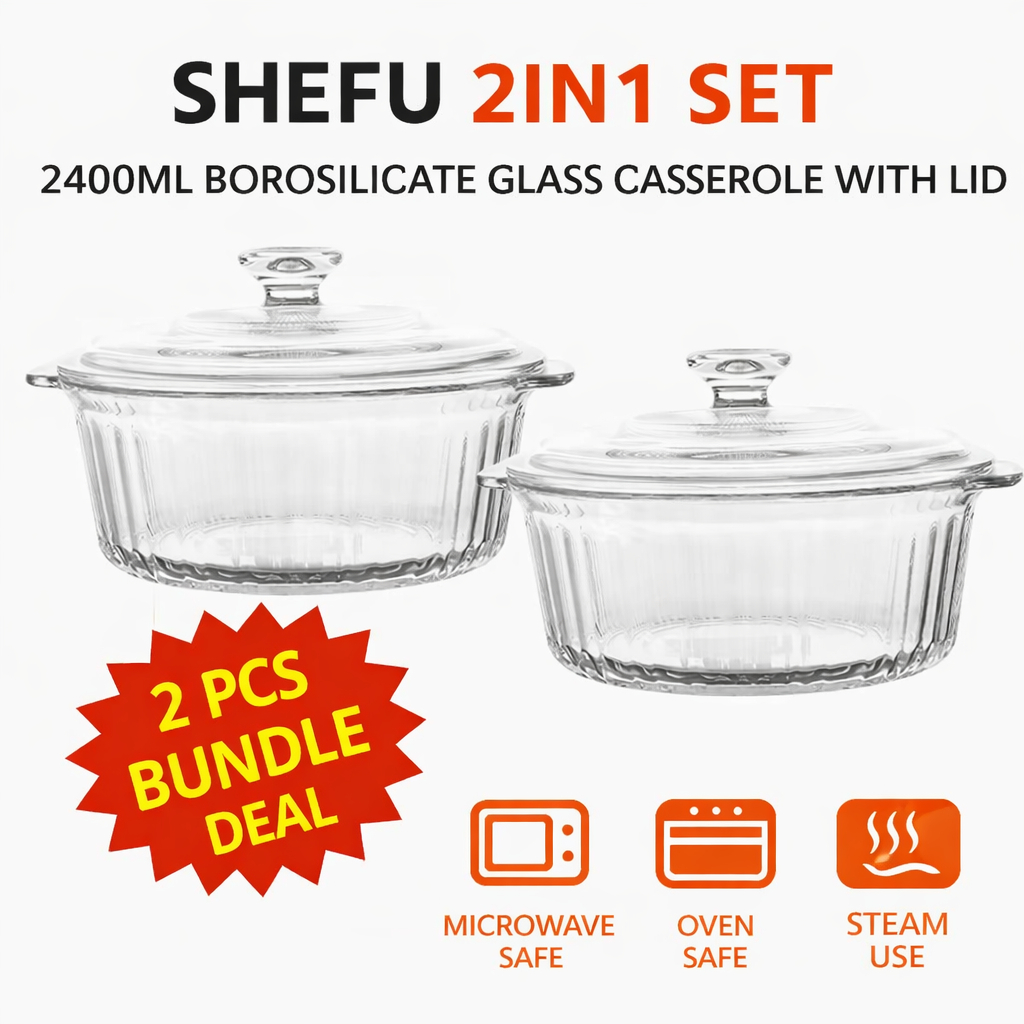 Shefu 2 Sets With Bundle 2400ML Double Handle High Borosilicate Glass ...