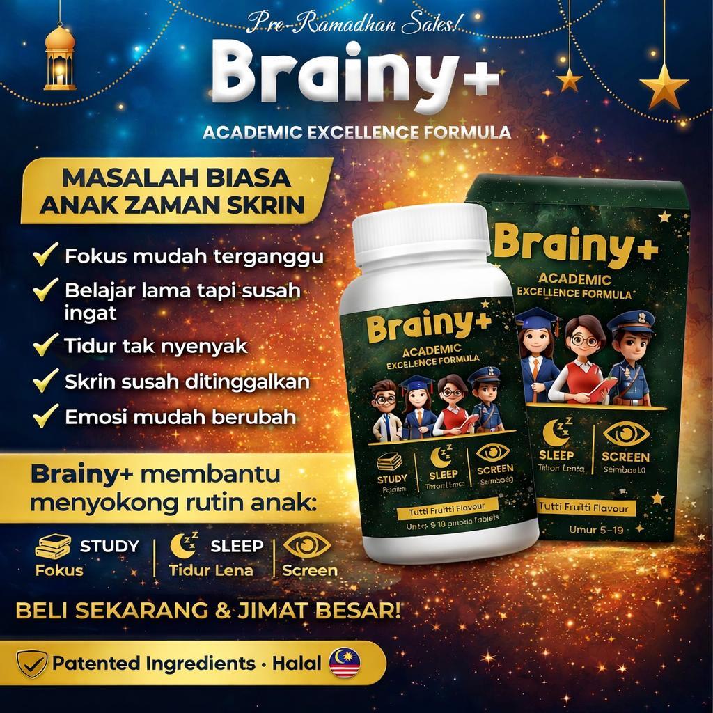 BRAINY+ Anak Tenang & Fokus Belajar dengan Saffron, Inulin, Lutein ...