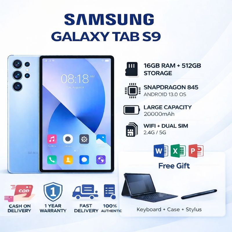 SUPER PROMOTION🔥Samsung Galaxy Tab S9 Tablet |16GB RAM 512GB ROM | Android12 | Wi-Fi + SIM | Smart Pad Murah Tredinng
