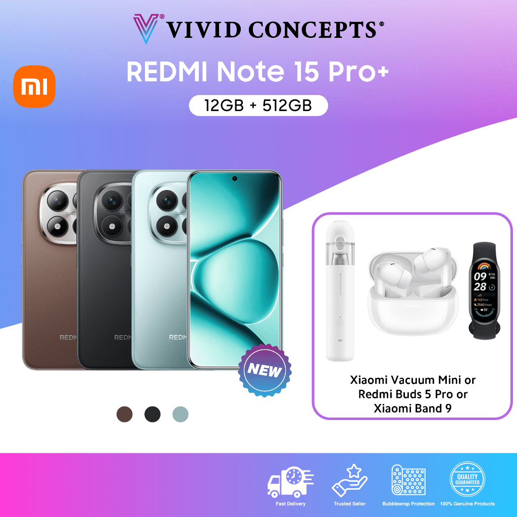 [MY Set] Redmi Note 15 Pro+ 5G Smartphone | 12GB+512GB, 6500mAh battery with 100W HyperCharge