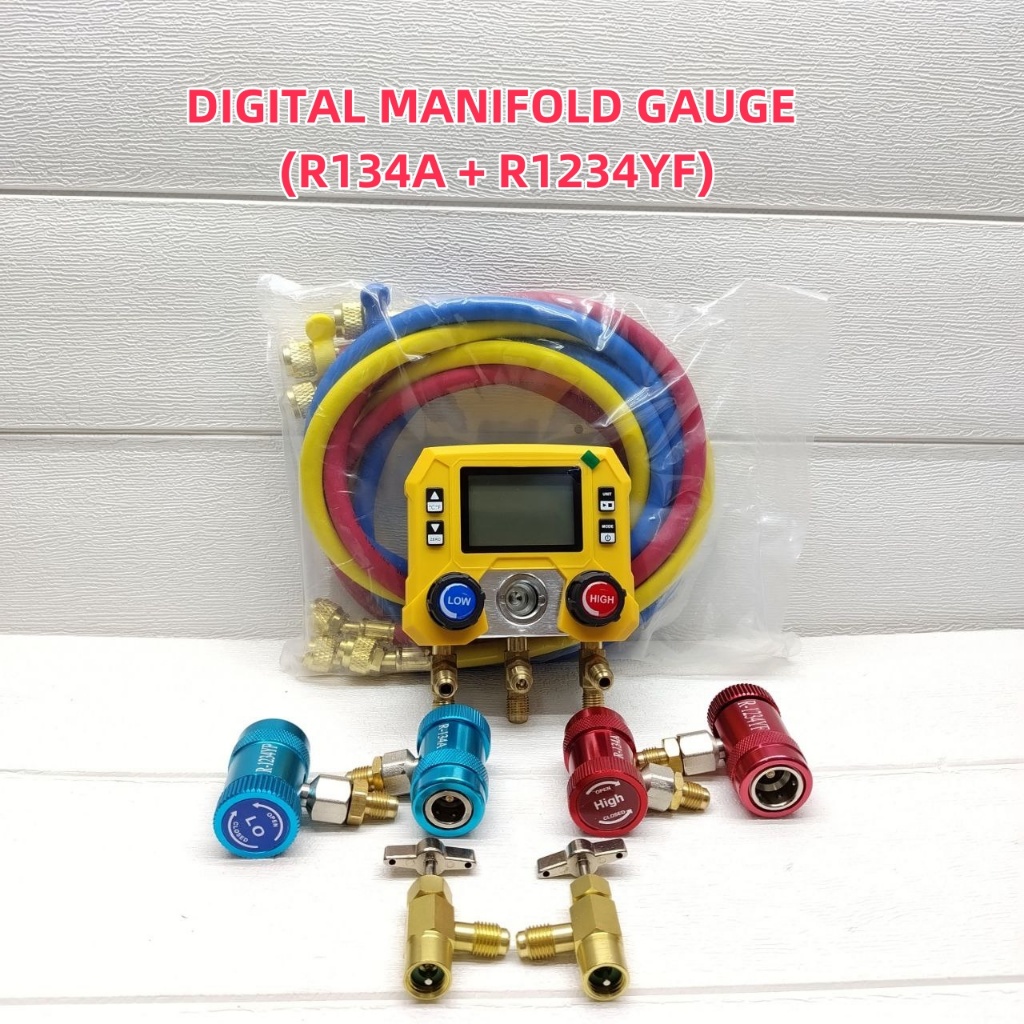 [R134A + R1234YF] Kereta Pengukur Tekanan Gas Pendingin Hawa | Digital ...
