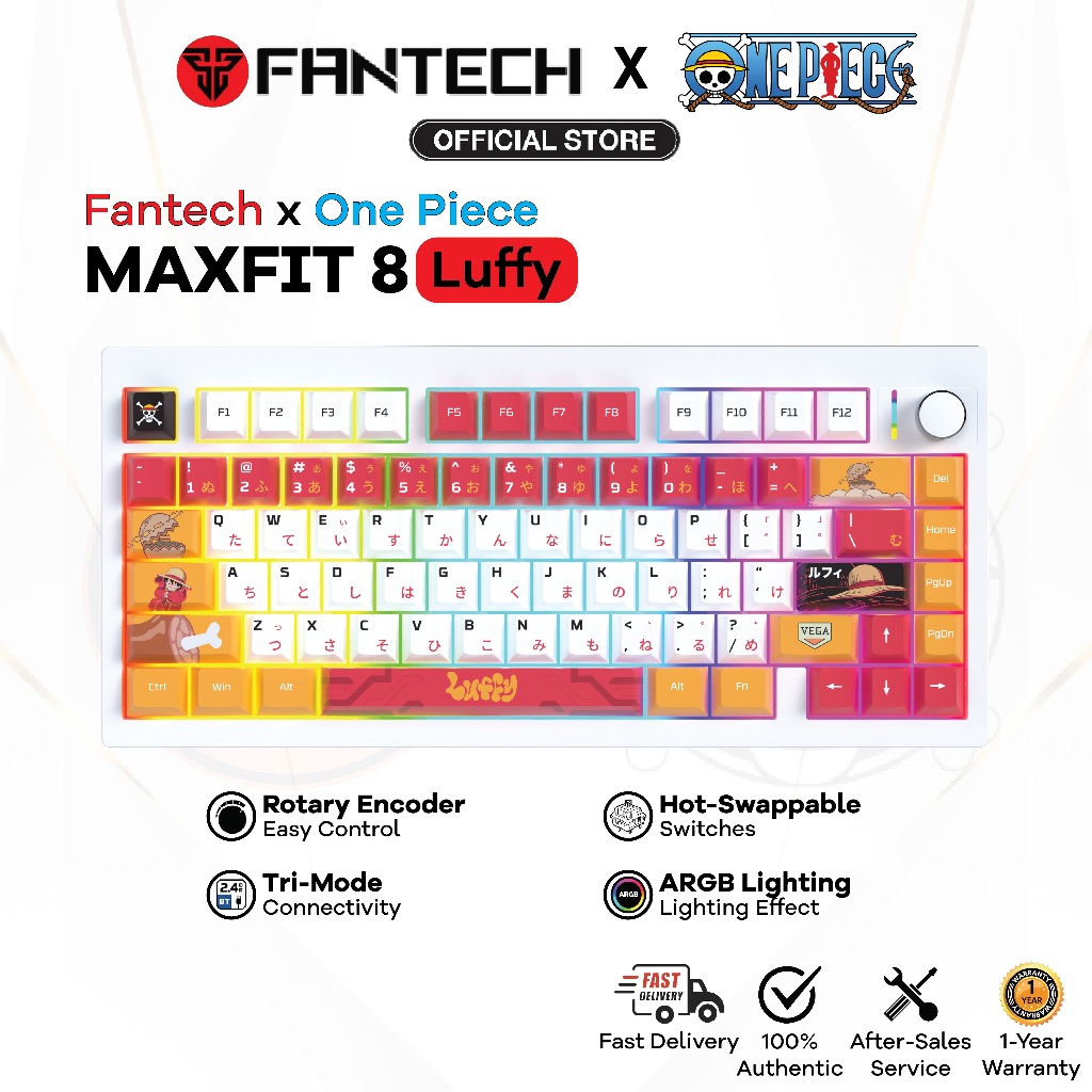 Fantech x One Piece Luffy Maxfit8 MK921 Mechanical Keyboard | Hot ...