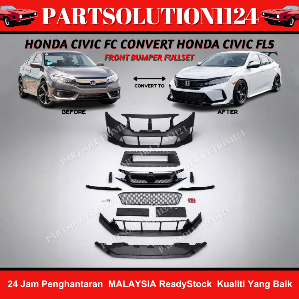 HONDA CIVIC FC 2016-2019 CONVERT TO HONDA CIVIC TYPE R FL5 STYLE FULL ...