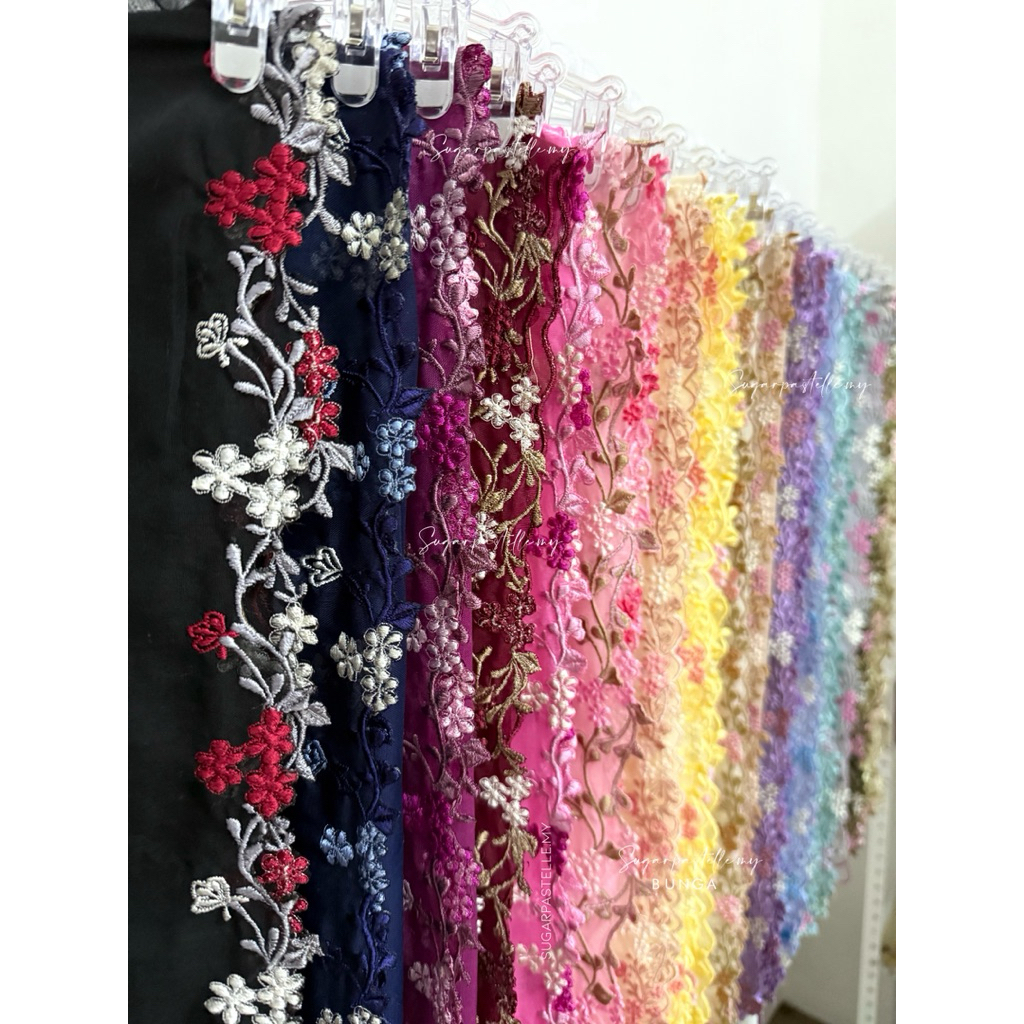 PART 2 | Classic Sulams Square | Bunga | Bawal Sulam Klasik Cotton ...