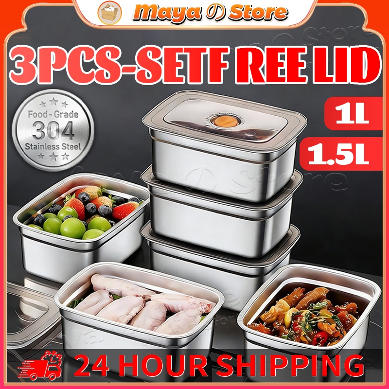 High Quality SUS304 Food Container Box with Heat Resistant Lid Fresh ...