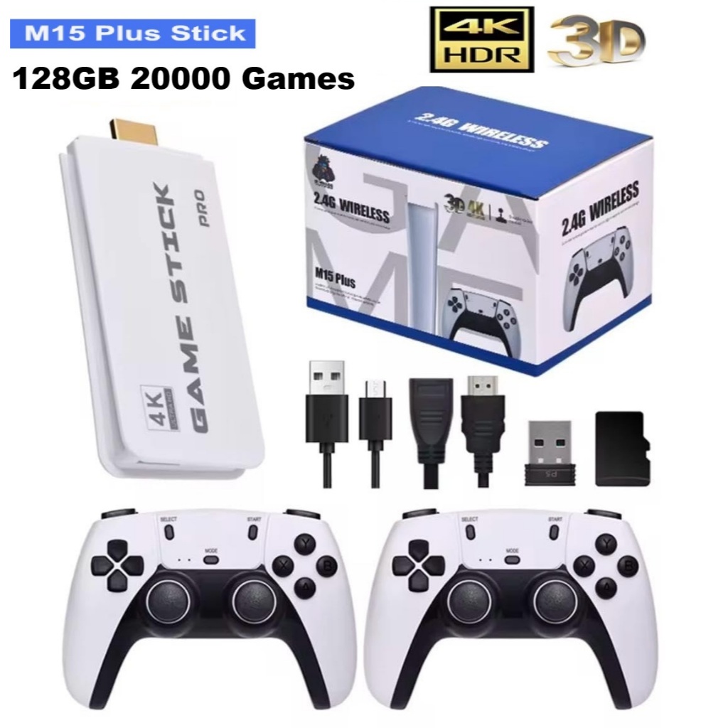 SJGAM M15 Plus 4K 128GB 20000+ Games 2.4G Wireless Games Stick ...