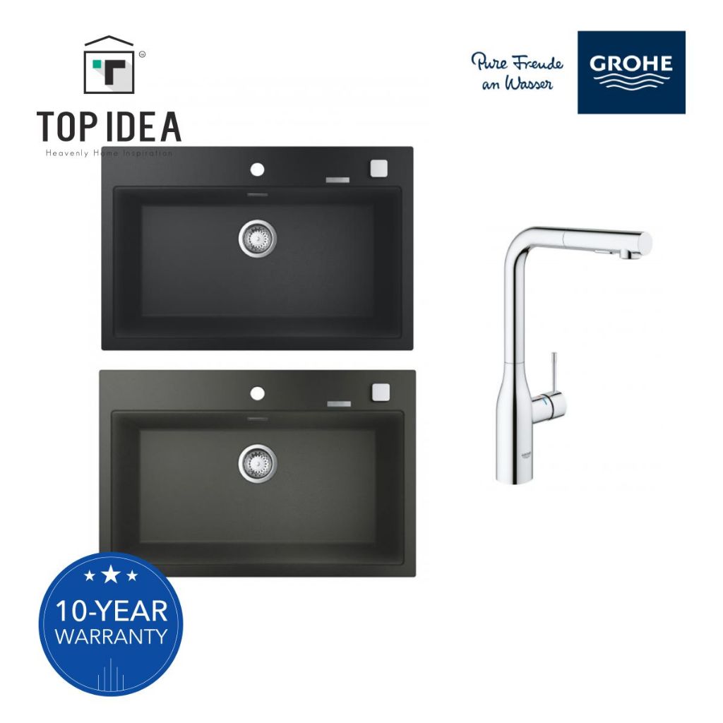 GROHE K700 80-C78 Composite Sink (2 Colours) with Waste + Essence Pull ...