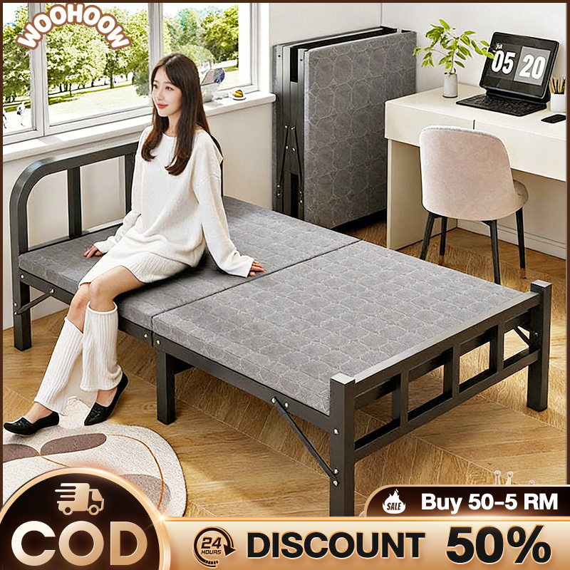 Metal Folding Bed Katil Lipat Super Single Bed Frame Katil Besi Katil ...