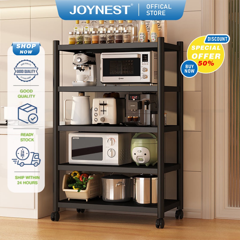 JOYNEST 5 Tier Metal Carbon Steel Rak Besi Bertingkat Kitchen Table ...