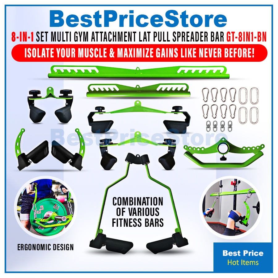 BPS 8in1 Power Grip Handle Cable Machine Accessories Lat Pulldown ...