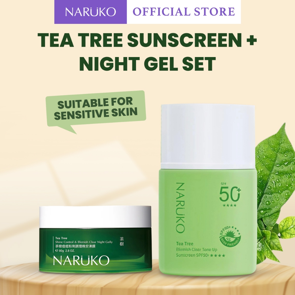 Naruko Tea Tree Sunscreen + Night Gel Set | Shopee Malaysia