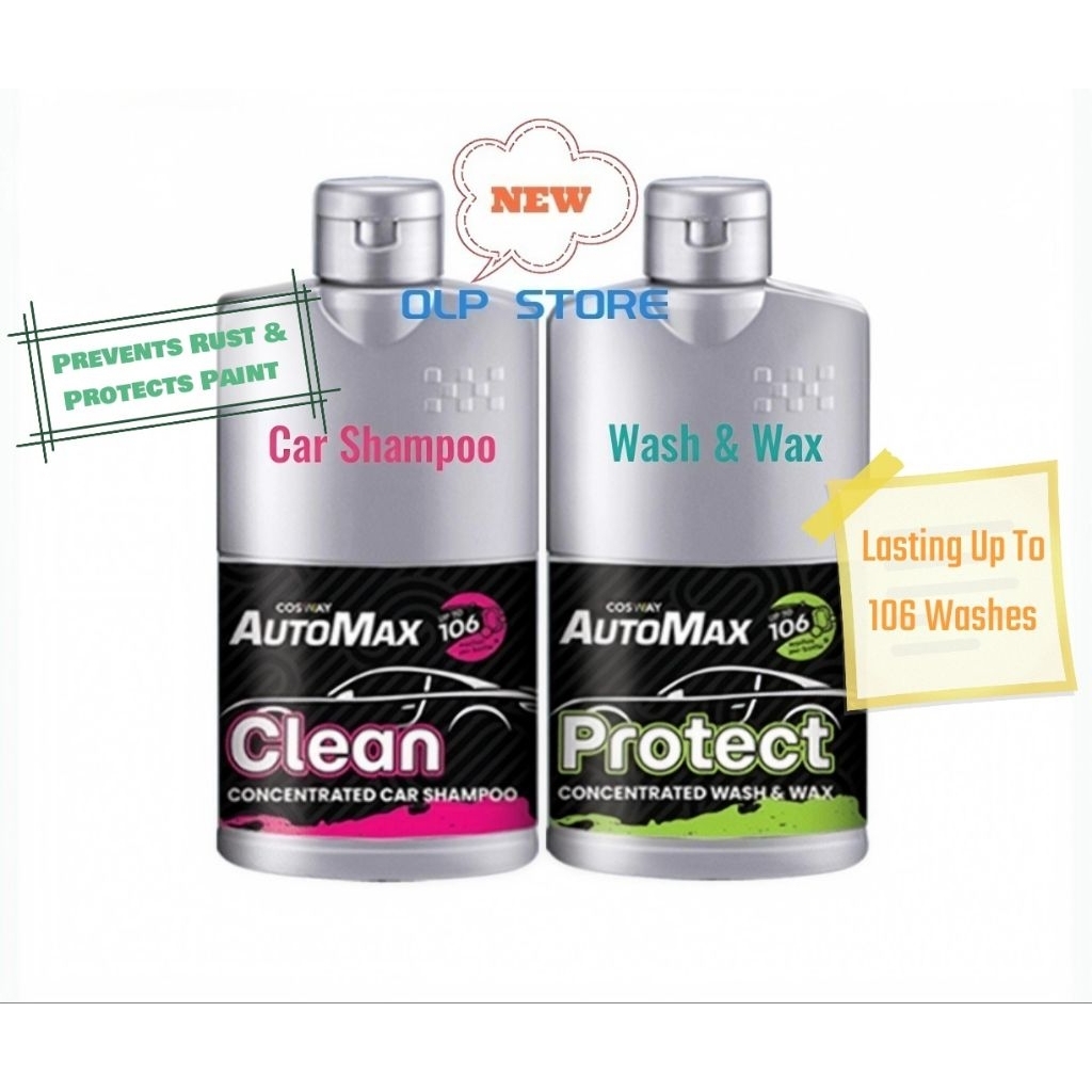 AutoMax Concentrated Car Shampoo/Concentrated Wash & Wax (400ml)-Exp:01 ...