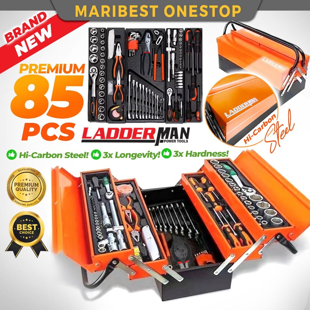 LADDERMAN 85PCS/ 86PCS Set Kotak Spanar Metal Tool Box Set Tool Box ...