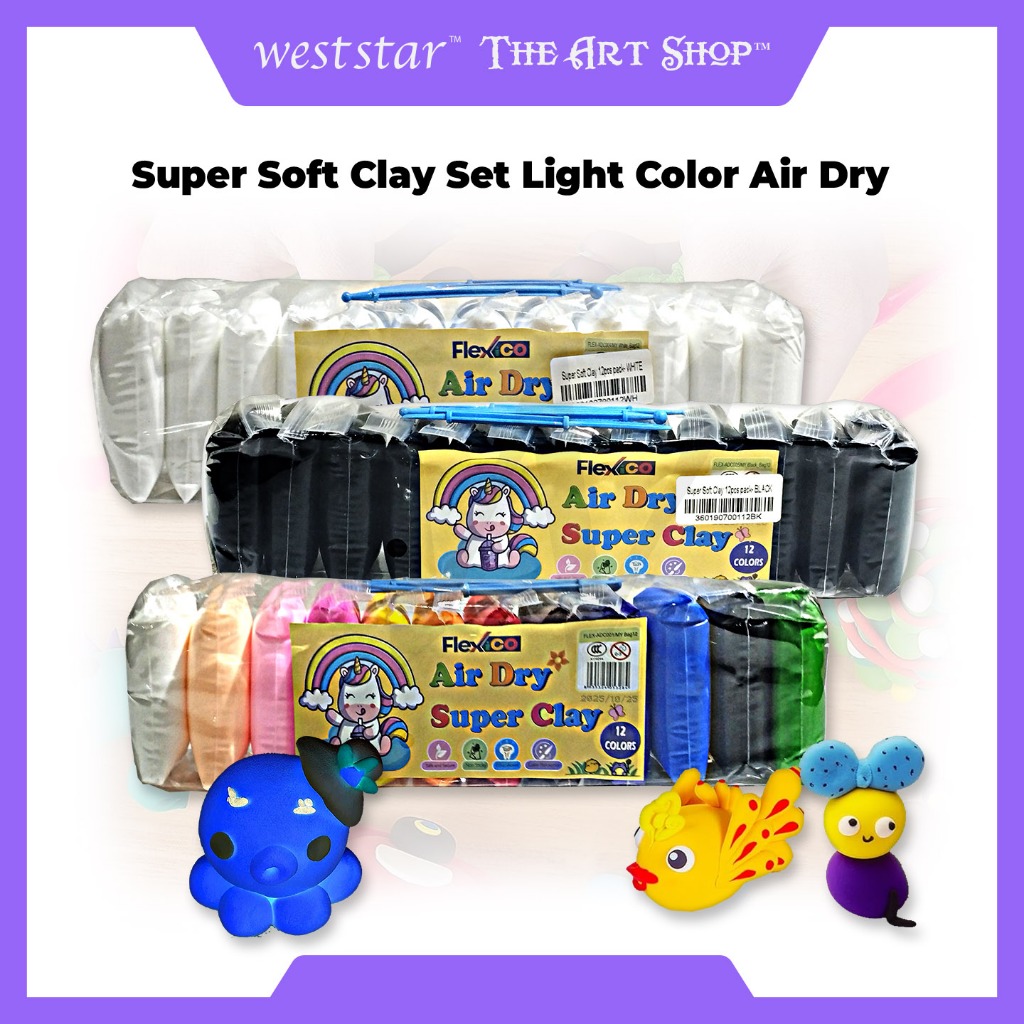 [WE-ARTS] Super Soft Clay Set Light Clay Color Air Dry Clay Set Rubber ...