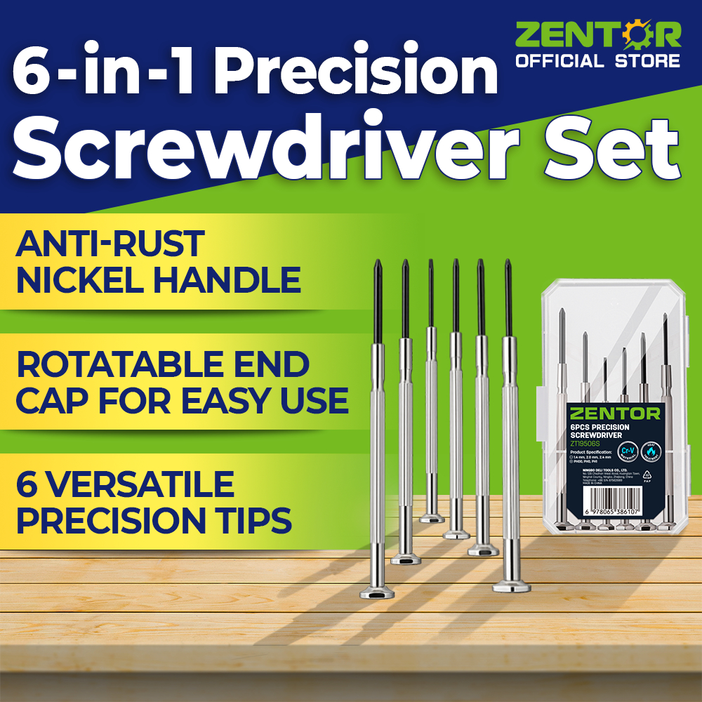 ZENTOR 6 In 1 Nickel Handle & Anti-Rust Finish Precision Screwdriver ...
