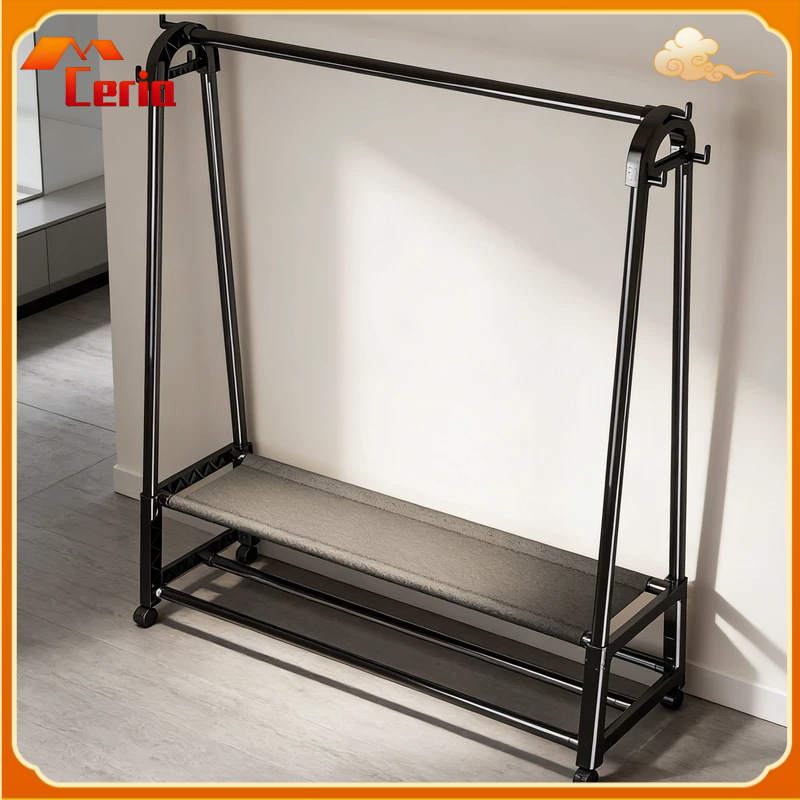 Clothes Hanger Standing Bedroom Home Balcony Garment Rack Indoor Drying ...